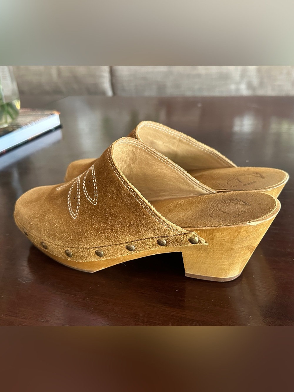 Bird of Flight Shy Clog Suede Studded Tan Women's Clog Mule Size 6 - Picture 4 of 10